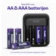 Buddi Battery Charger AA + AAA Batterij USB-C Oplader 4 Stuks Zwart afbeelding 4