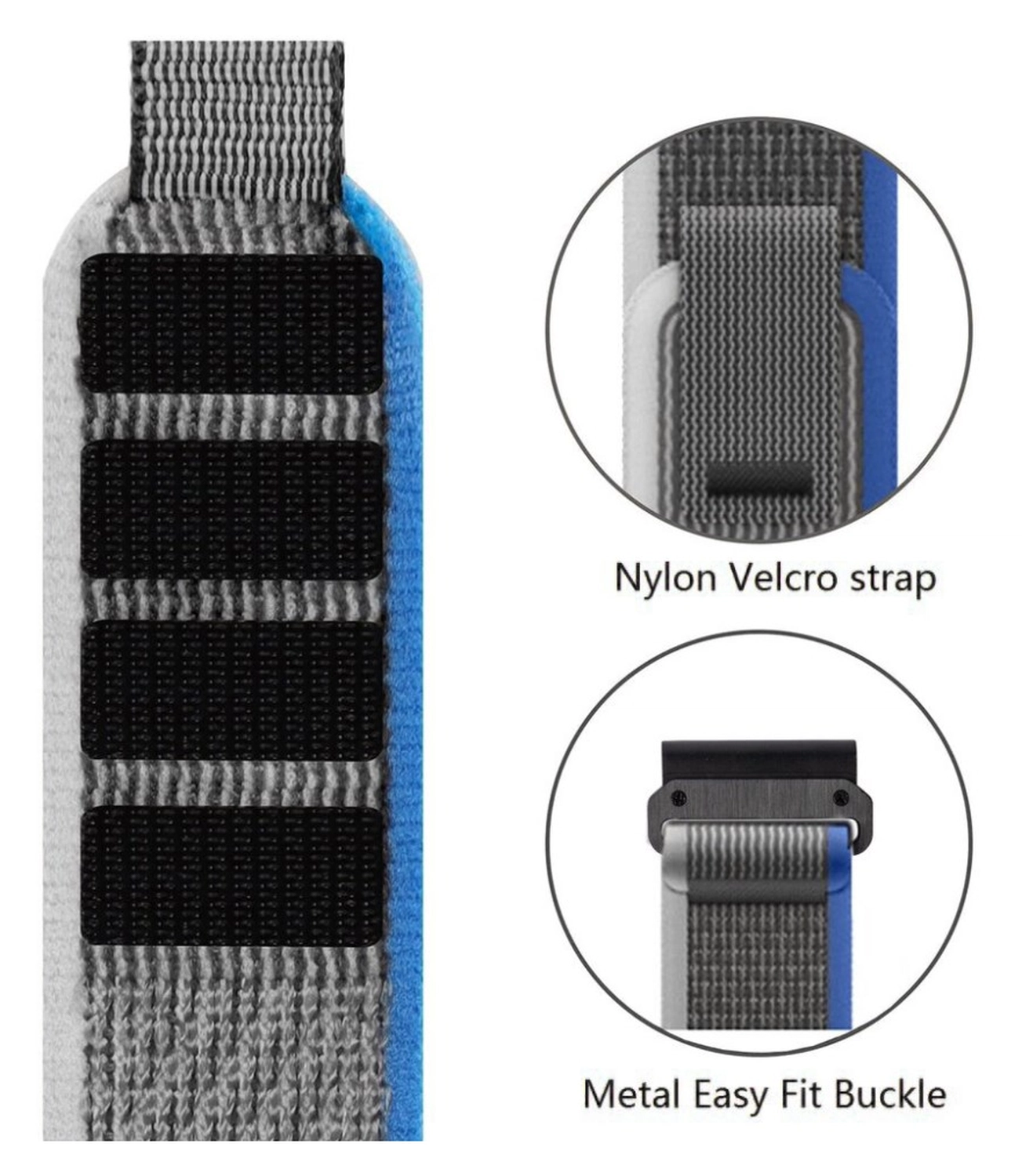 Universeel Smartwatch Bandje 22MM - Nylon - Trail Loop - Grijs afbeelding 3