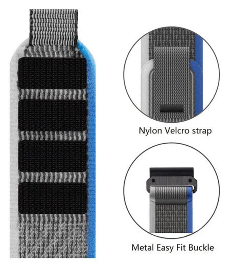 Universeel Smartwatch Bandje 22MM - Nylon - Trail Loop - Blauw afbeelding 3