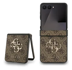 Guess Samsung Galaxy Z Flip 7 Hoesje Big 4G Logo Back Cover Bruin afbeelding