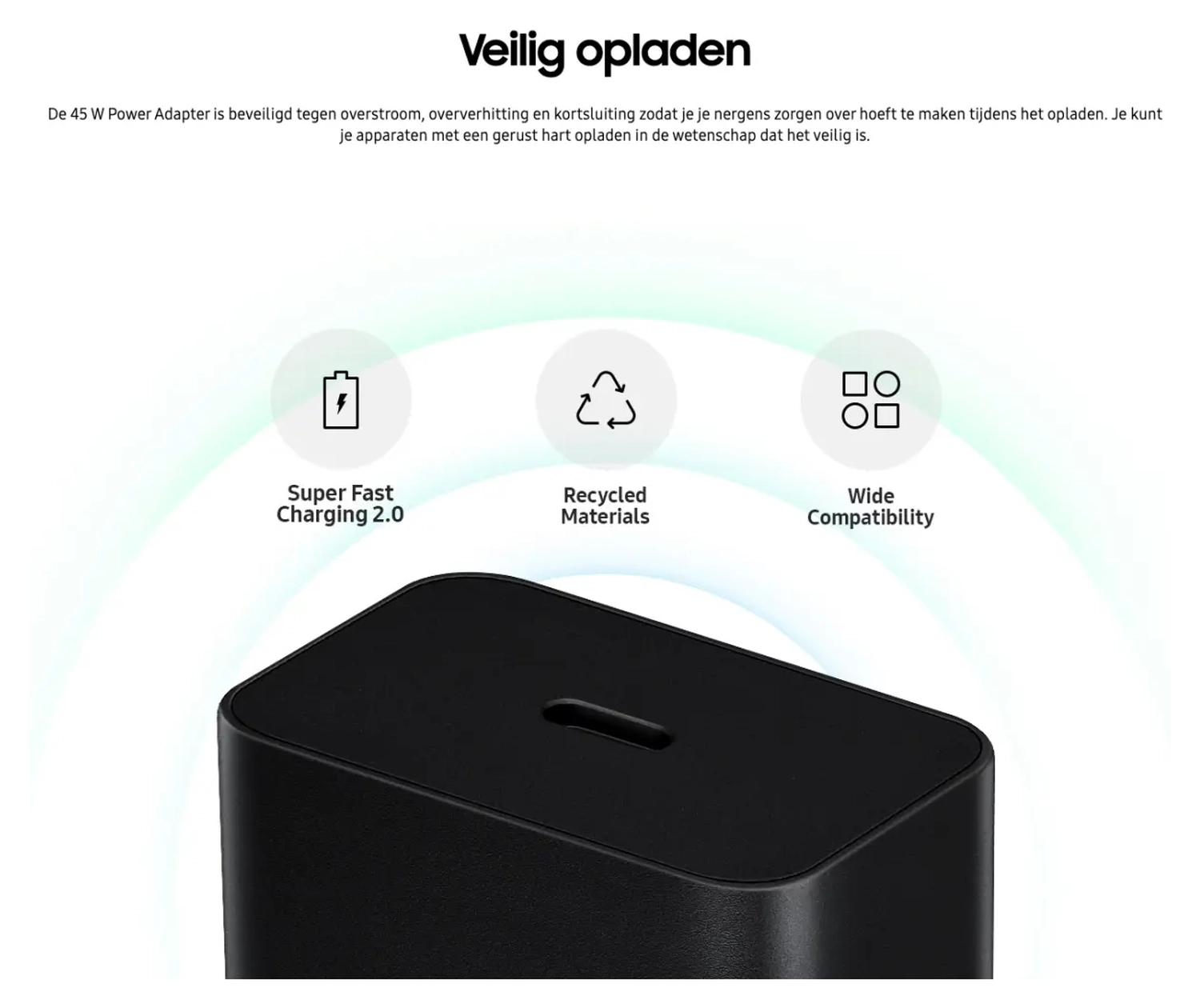Originele Samsung 45W Efficiency Adapter met USB-C Kabel 1.8 Meter 5A Wit afbeelding 4