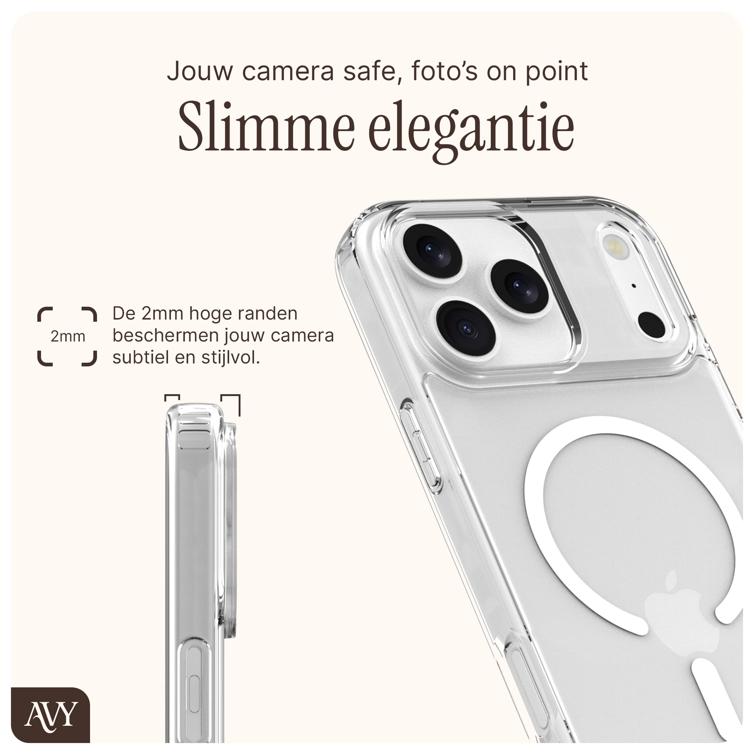 AVY Apple iPhone 17 Pro Hoesje MagSafe met Koord Haakjes Transparant afbeelding 7