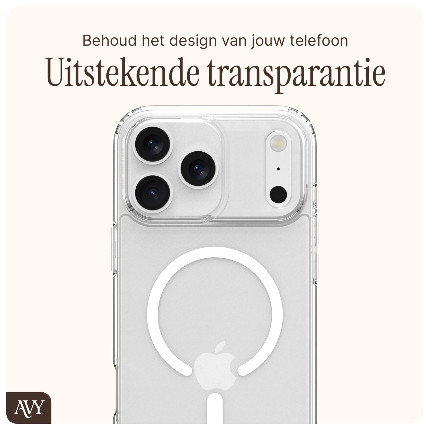 AVY Apple iPhone 17 Pro Hoesje MagSafe met Koord Haakjes Transparant afbeelding 8