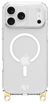 AVY Apple iPhone 17 Pro Max Hoesje MagSafe met Koord Haakjes Transparant