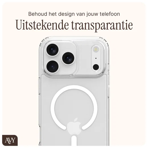 AVY Apple iPhone 17 Pro Max Hoesje MagSafe met Koord Haakjes Transparant afbeelding 8