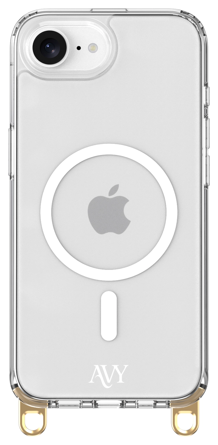 AVY Apple iPhone 17e / 16e Hoesje MagSafe met Koord Haakjes Transparant afbeelding 1