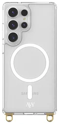 AVY Samsung Galaxy S25 Ultra Hoesje MagSafe met Koord Haakjes Transparant afbeelding