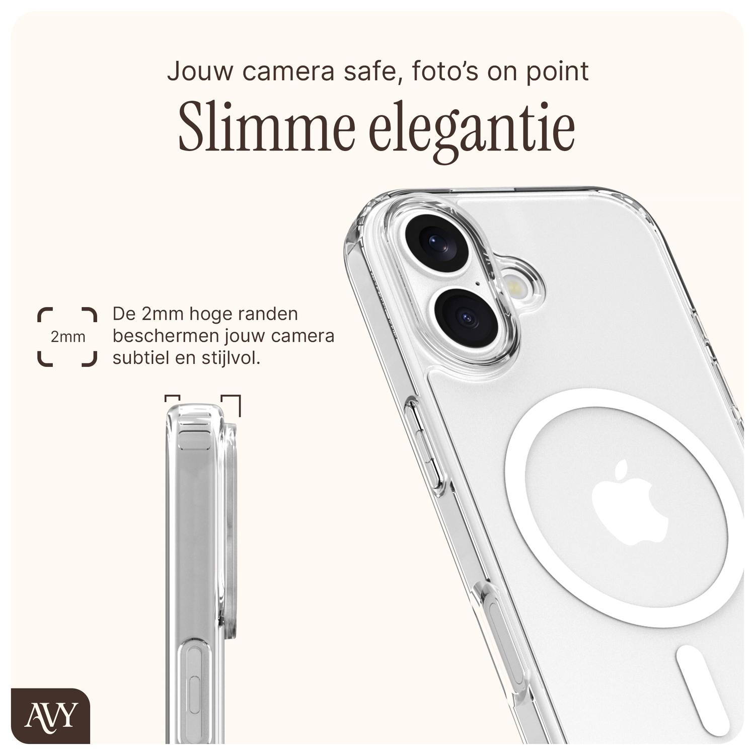 AVY Apple iPhone 16 Hoesje MagSafe met Koord Haakjes Transparant afbeelding 5