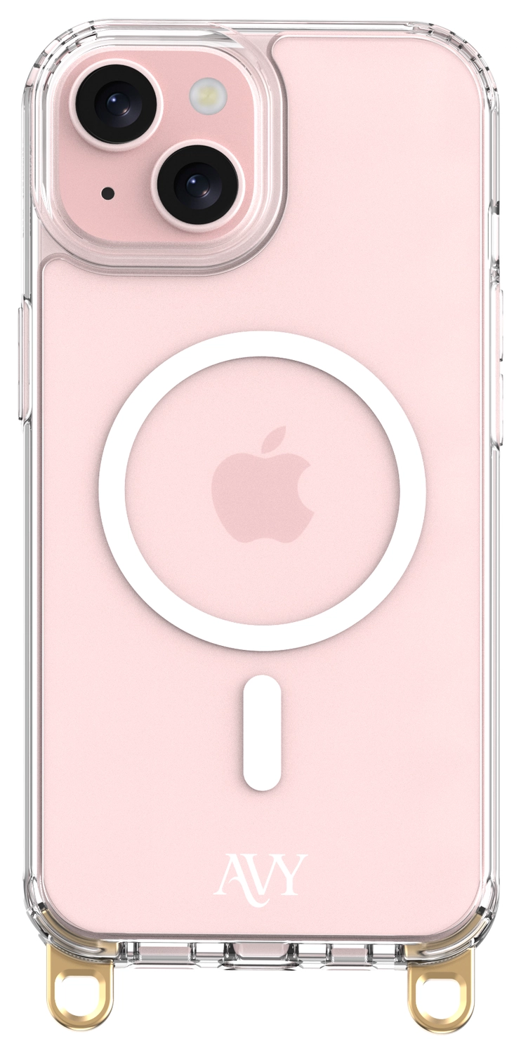 AVY Apple iPhone 15 Hoesje MagSafe met Koord Haakjes Transparant afbeelding 1