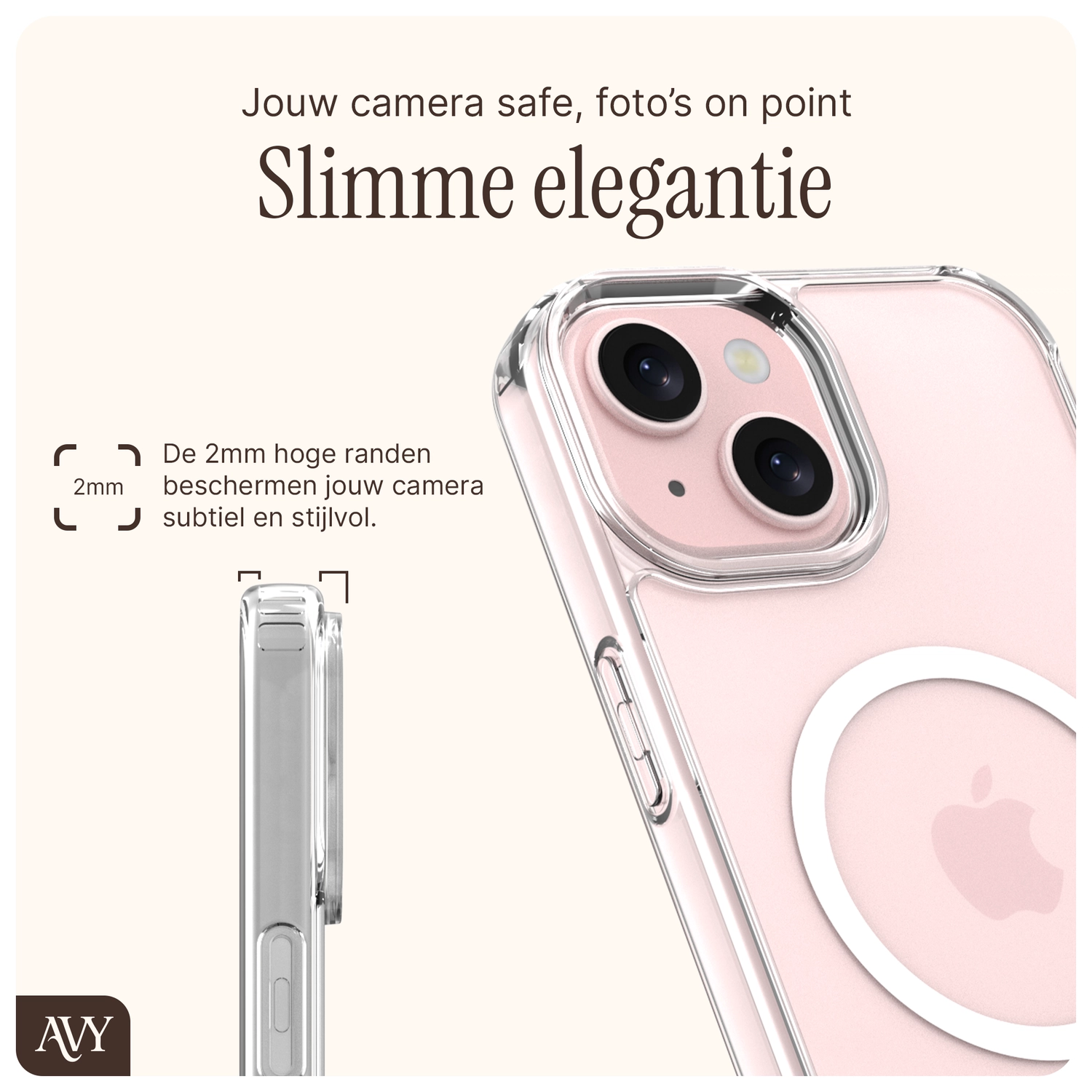 AVY Apple iPhone 15 Hoesje MagSafe met Koord Haakjes Transparant afbeelding 6