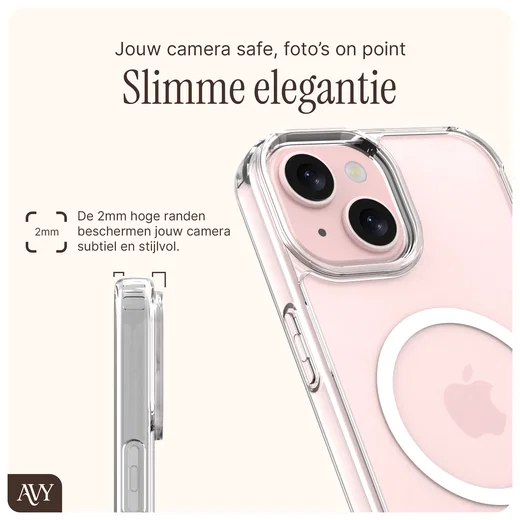 AVY Apple iPhone 15 Hoesje MagSafe met Koord Haakjes Transparant afbeelding 6
