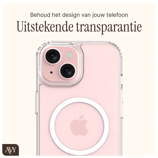 AVY Apple iPhone 15 Hoesje MagSafe met Koord Haakjes Transparant afbeelding 7
