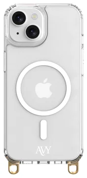 AVY Apple iPhone 14 / 13 Hoesje MagSafe met Koord Haakjes Transparant