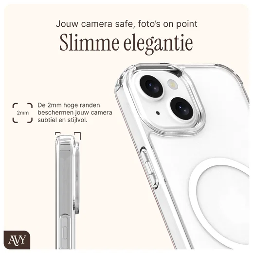 AVY Apple iPhone 14 / 13 Hoesje MagSafe met Koord Haakjes Transparant afbeelding 4