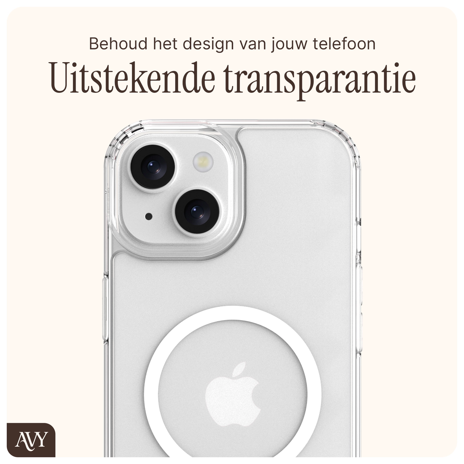 AVY Apple iPhone 14 / 13 Hoesje MagSafe met Koord Haakjes Transparant afbeelding 5