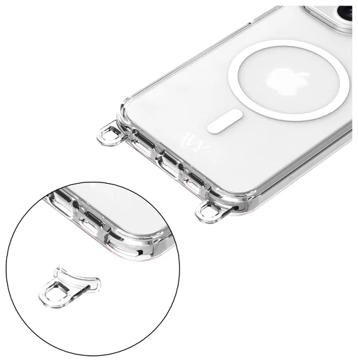 AVY Apple iPhone 14 Pro Hoesje MagSafe met Koord Haakjes Transparant afbeelding 12