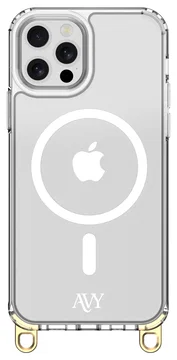 AVY Apple iPhone 12 / 12 Pro Hoesje MagSafe met Koord Haakjes Transparant