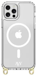 AVY Apple iPhone 12 / 12 Pro Hoesje MagSafe met Koord Haakjes Transparant afbeelding