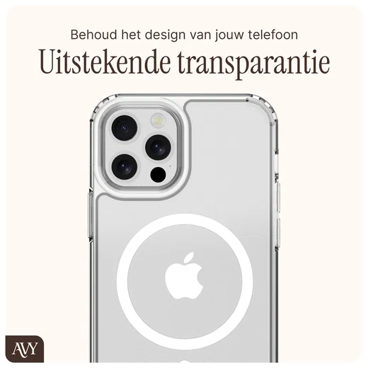 AVY Apple iPhone 12 / 12 Pro Hoesje MagSafe met Koord Haakjes Transparant afbeelding 6