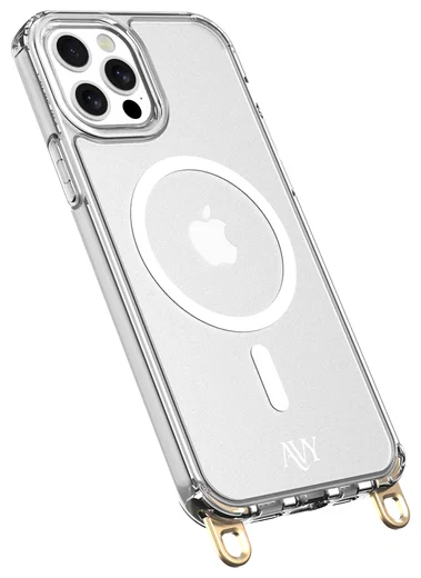 AVY Apple iPhone 12 / 12 Pro Hoesje MagSafe met Koord Haakjes Transparant afbeelding 13