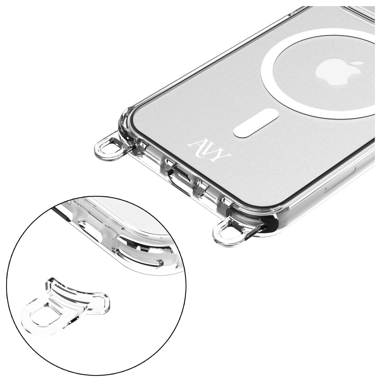 AVY Apple iPhone 12 Pro Max Hoesje MagSafe met Koord Haakjes Transparant afbeelding 9