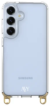 AVY Samsung Galaxy S25 Plus / S24 Plus Hoesje met Koord Haakjes Transparant