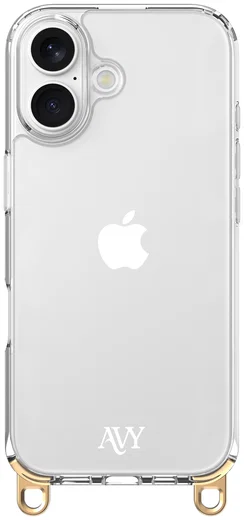 AVY Apple iPhone 16 Hoesje met Koord Haakjes Transparant afbeelding 1
