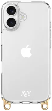 AVY Apple iPhone 16 Hoesje met Koord Haakjes Transparant