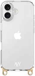 AVY Apple iPhone 16 Hoesje met Koord Haakjes Transparant afbeelding