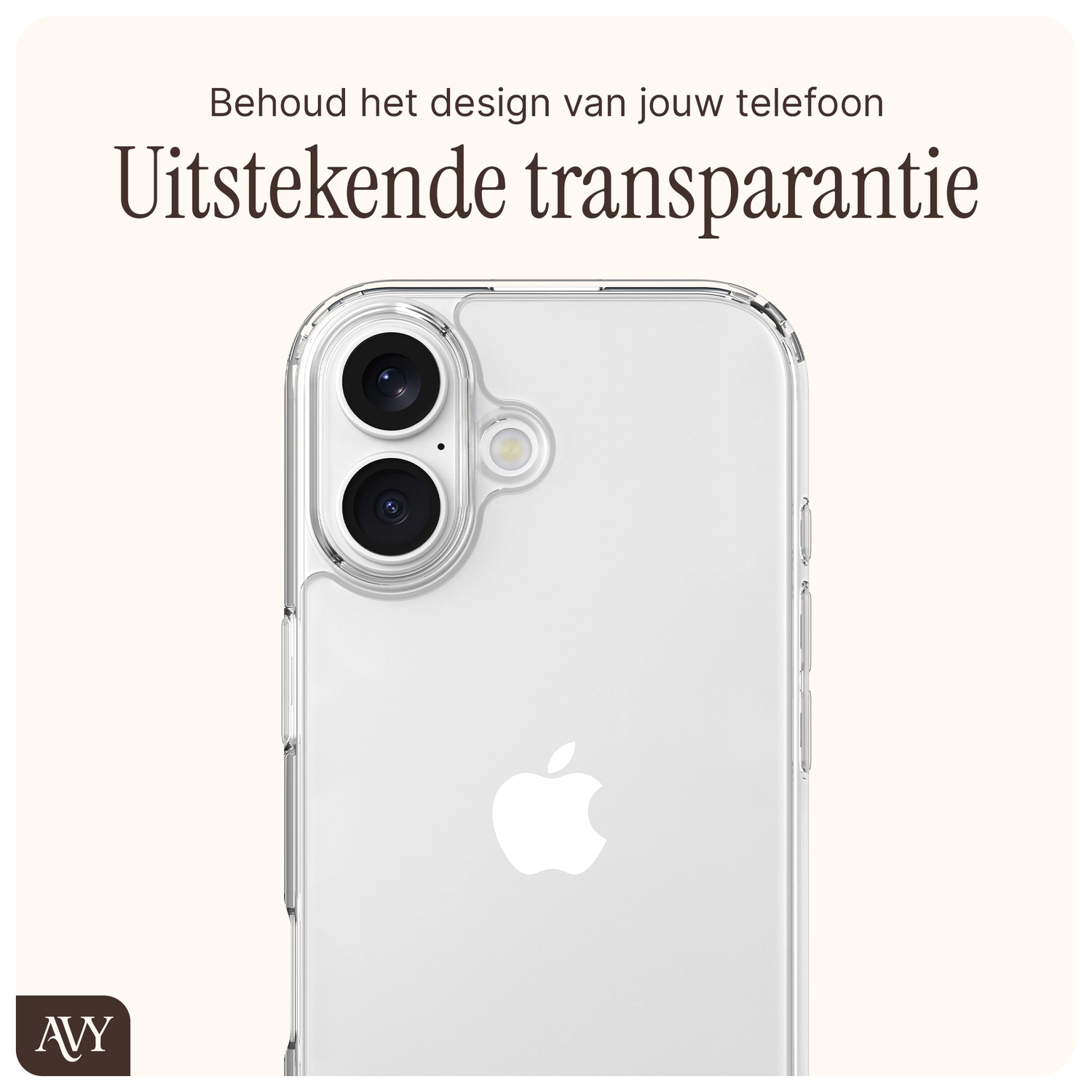 AVY Apple iPhone 16 Hoesje met Koord Haakjes Transparant afbeelding 5