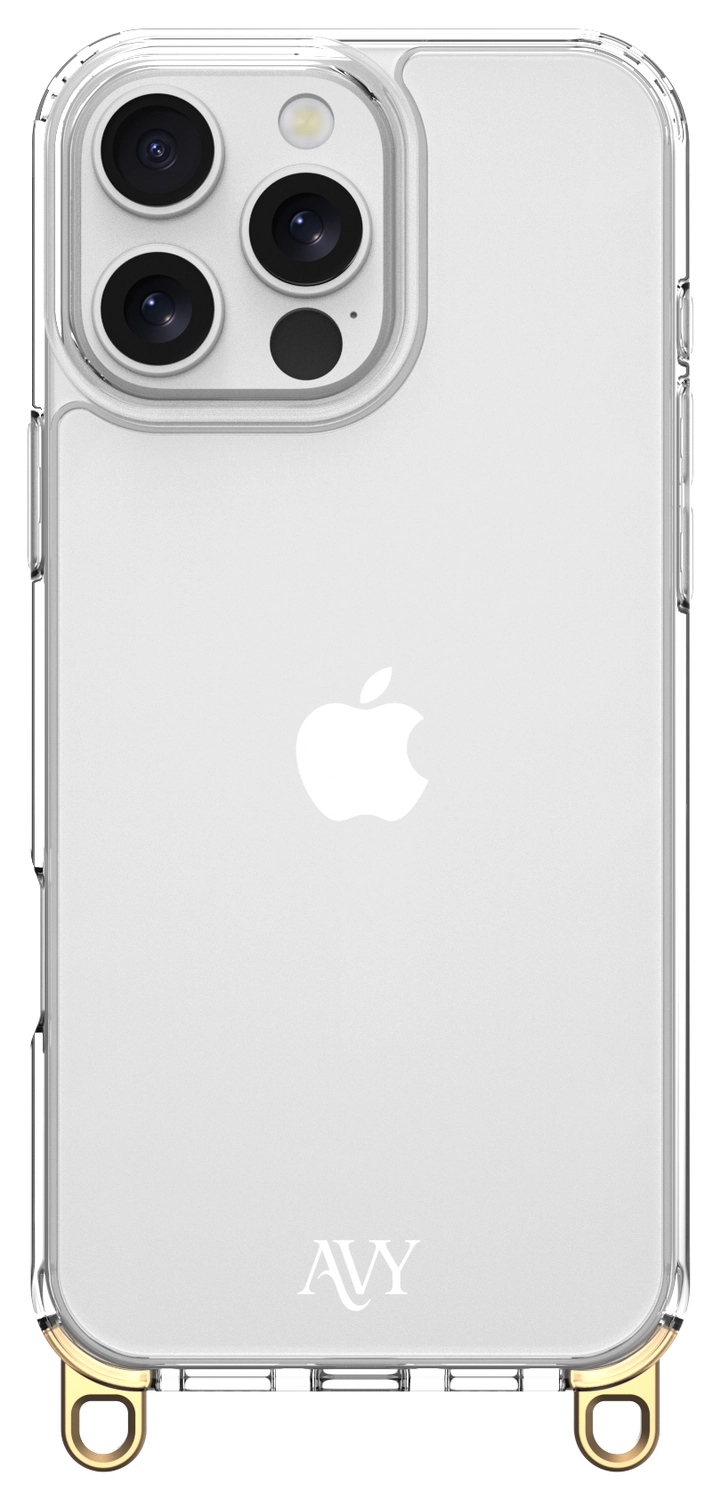 AVY Apple iPhone 16 Pro Hoesje met Koord Haakjes Transparant afbeelding 1