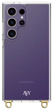 AVY Samsung Galaxy S24 Ultra Hoesje met Koord Haakjes Transparant