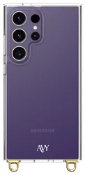 AVY Samsung Galaxy S24 Ultra Hoesje met Koord Haakjes Transparant afbeelding