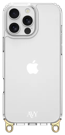 AVY Apple iPhone 15 Pro Hoesje met Koord Haakjes Transparant afbeelding 1