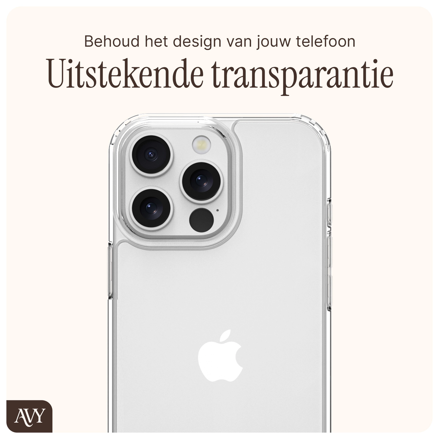 AVY Apple iPhone 15 Pro Max Hoesje met Koord Haakjes Transparant afbeelding 5