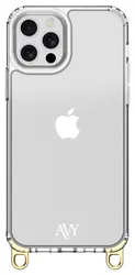 AVY Apple iPhone 12 / 12 Pro Hoesje met Koord Haakjes Transparant afbeelding