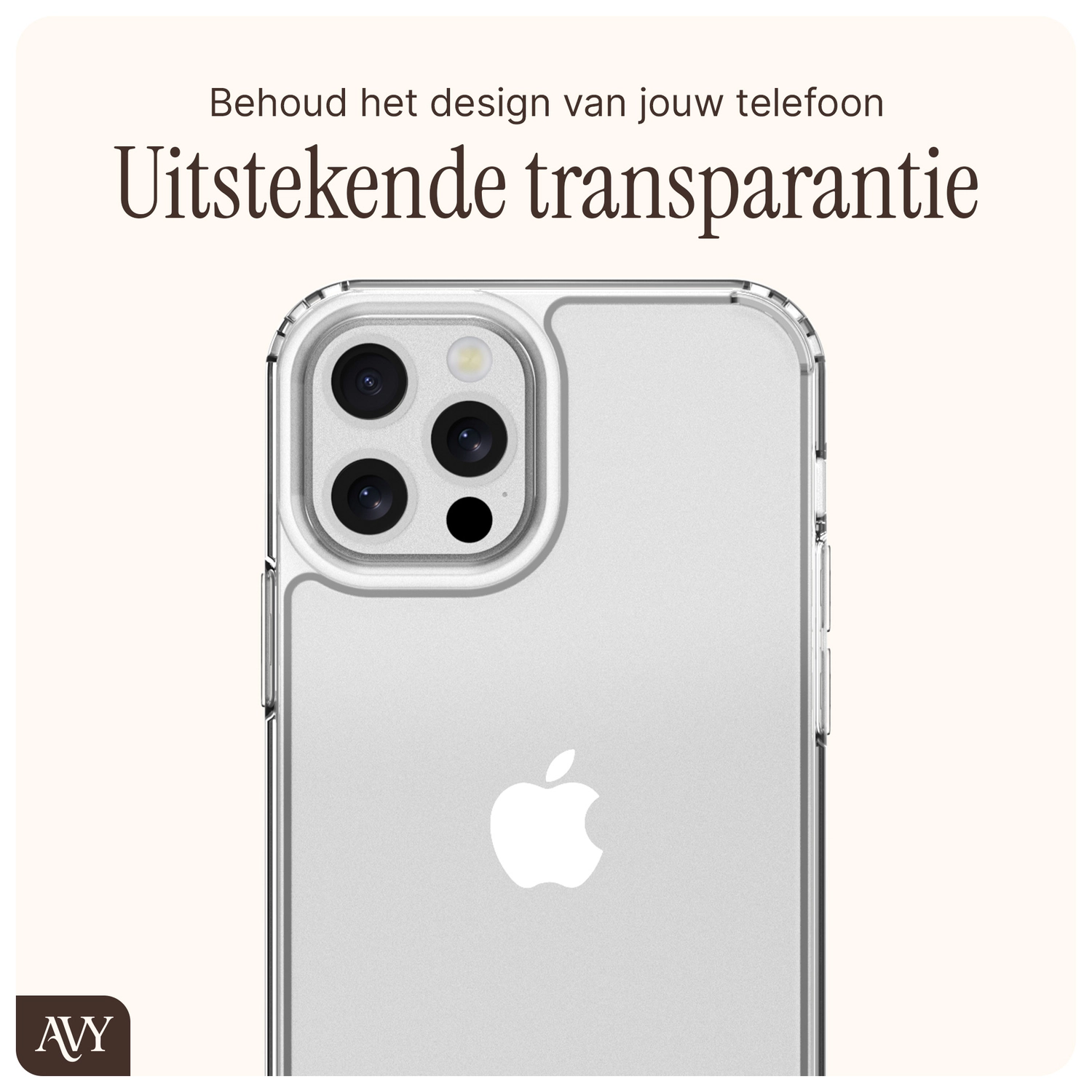 AVY Apple iPhone 12 / 12 Pro Hoesje met Koord Haakjes Transparant afbeelding 5