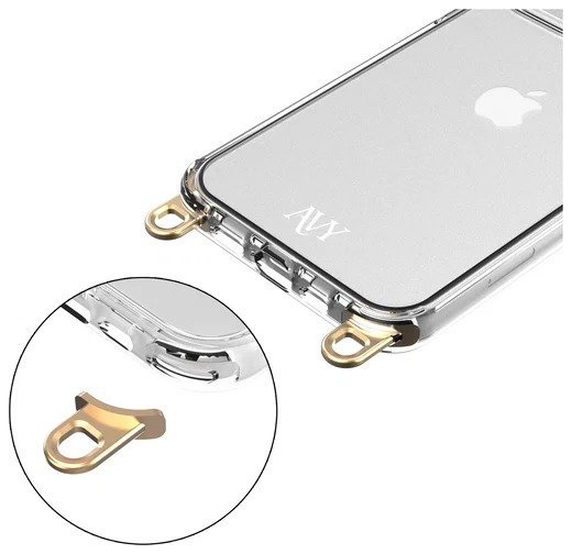 AVY Apple iPhone 12 / 12 Pro Hoesje met Koord Haakjes Transparant afbeelding 7