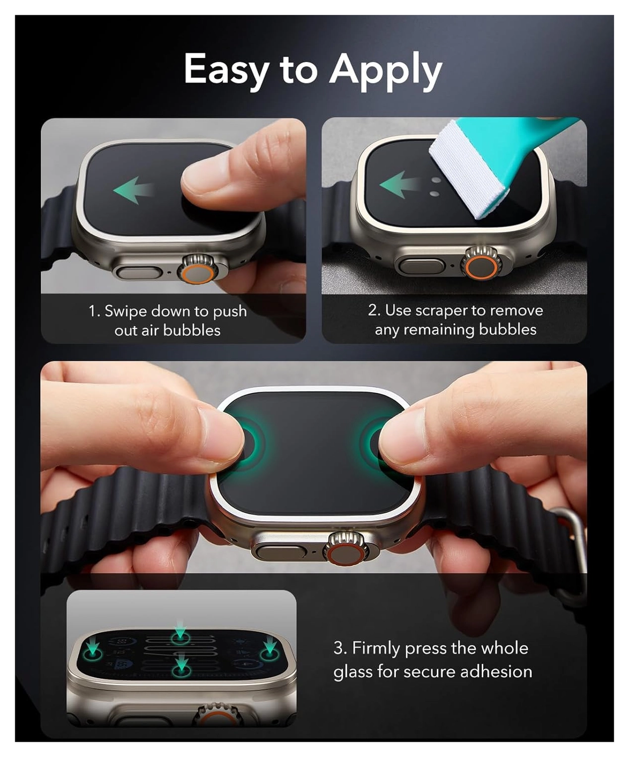 ESR Armorite - Apple Watch Ultra 3/2/1 Tempered Glass - Oranje (2-Pack) afbeelding 4