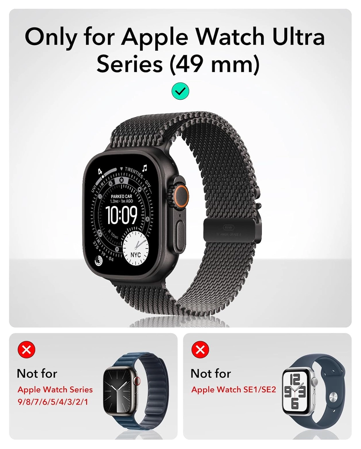 ESR Armorite - Apple Watch Ultra 3/2/1 Tempered Glass - Titanium Oranje (2-Pack) afbeelding 2