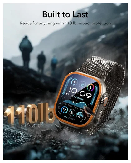 ESR Armorite - Apple Watch Ultra 3/2/1 Tempered Glass - Titanium Oranje (2-Pack) afbeelding 5