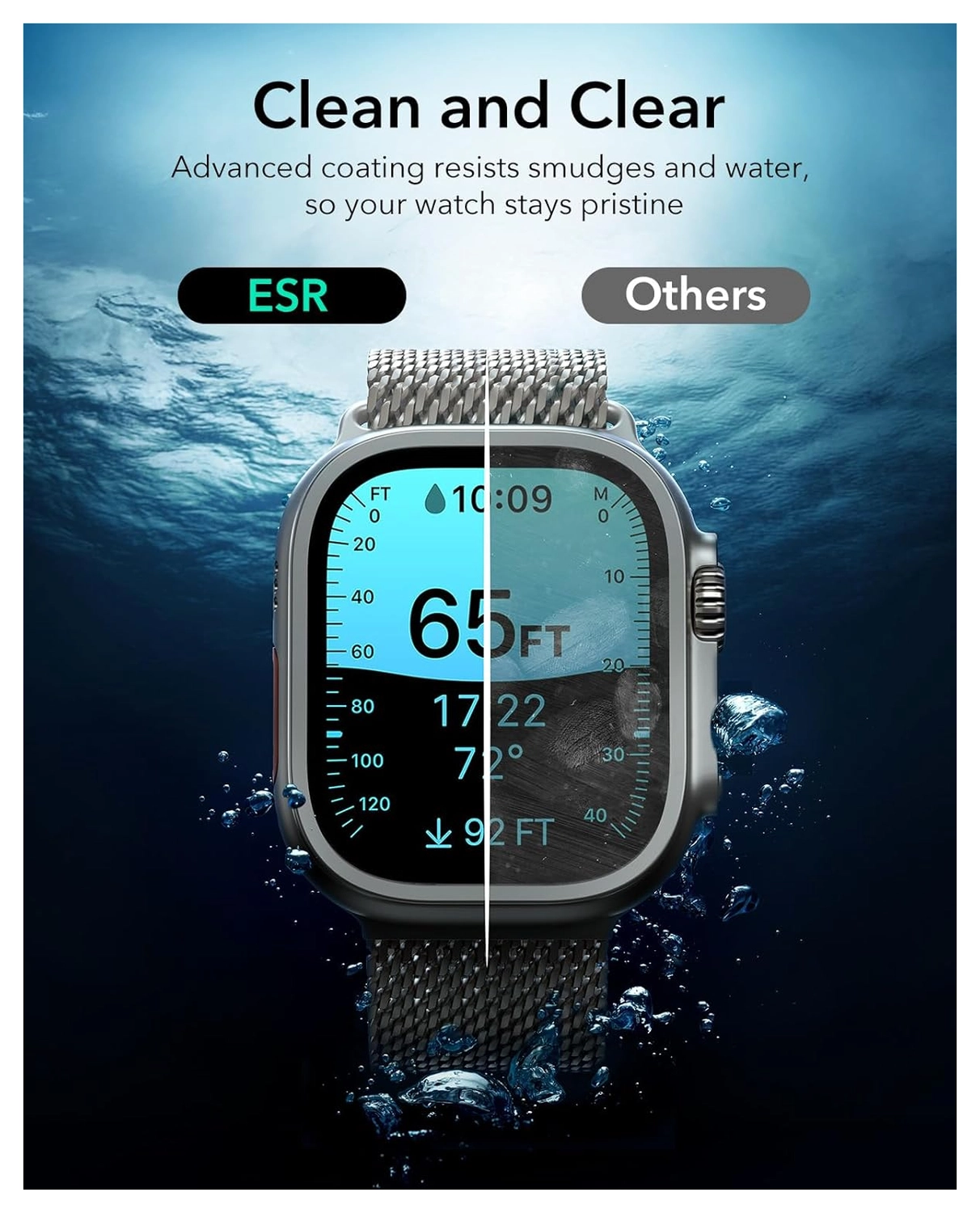 ESR Armorite - Apple Watch Ultra 3/2/1 Tempered Glass - Titanium Oranje (2-Pack) afbeelding 8