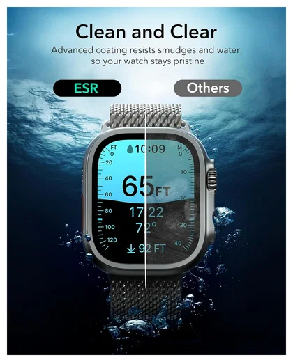 ESR Armorite - Apple Watch Ultra 3/2/1 Tempered Glass - Titanium Oranje (2-Pack) afbeelding 8