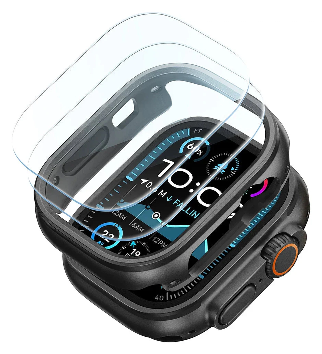 ESR - Apple Watch Ultra 3/2/1 Hoesje - met 2-Pack Screen Protector - Zwart afbeelding 1