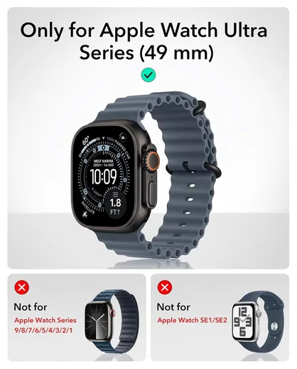 ESR - Apple Watch Ultra 3/2/1 Hoesje - met 2-Pack Screen Protector - Zwart afbeelding 3