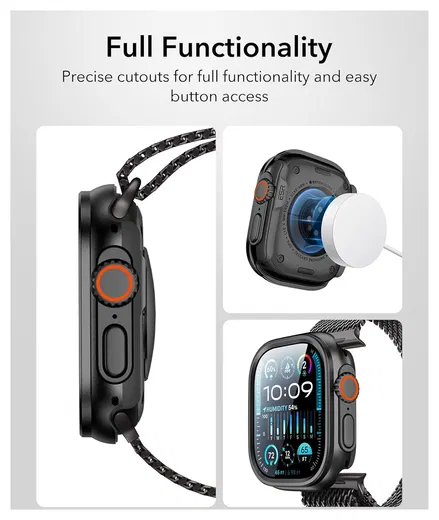 ESR - Apple Watch Ultra 3/2/1 Hoesje - met 2-Pack Screen Protector - Zwart afbeelding 9