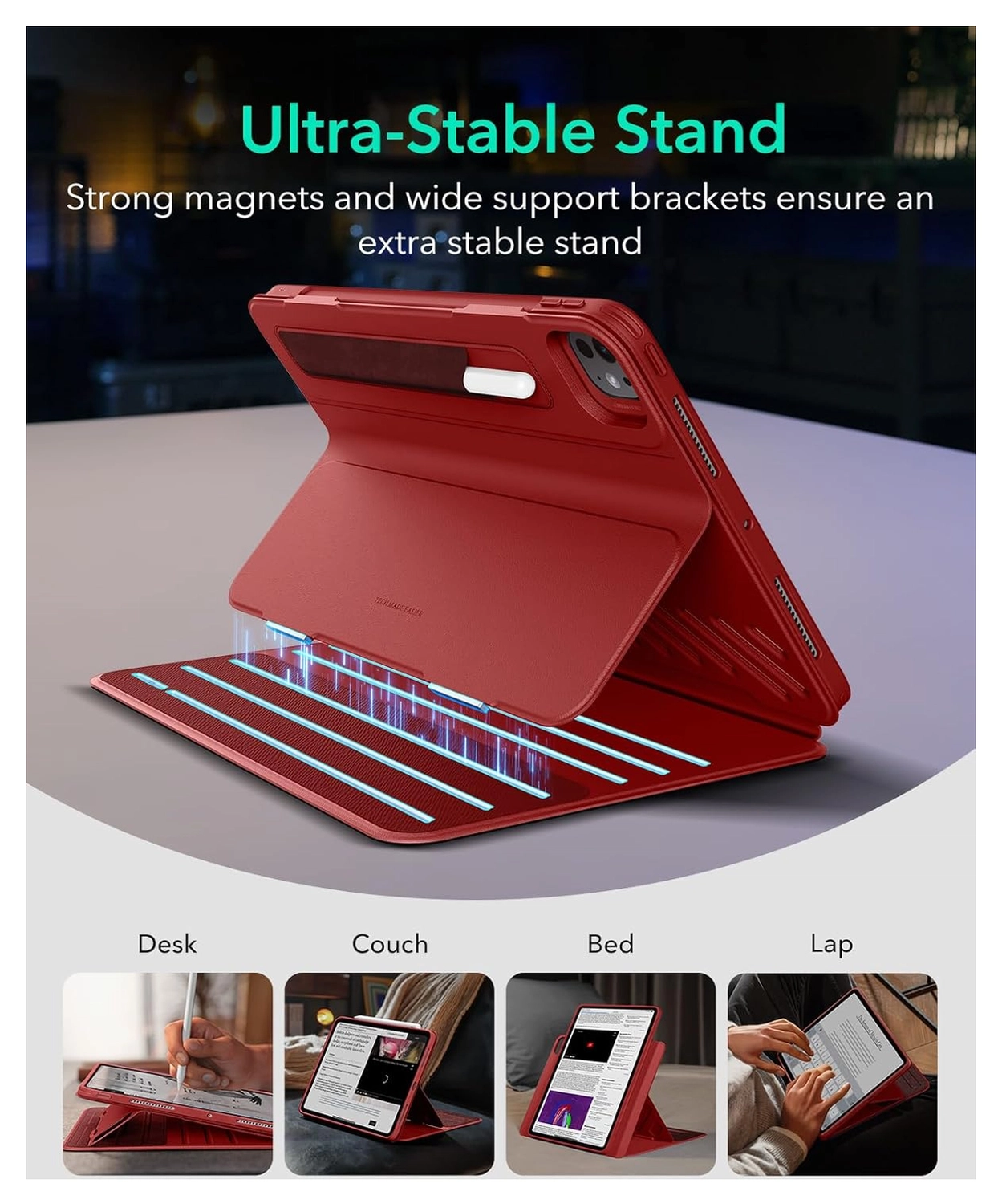 ESR Shift iPad Pro 13 (2024/2025) Hoes Book Case Sleep/Wake Rood afbeelding 4