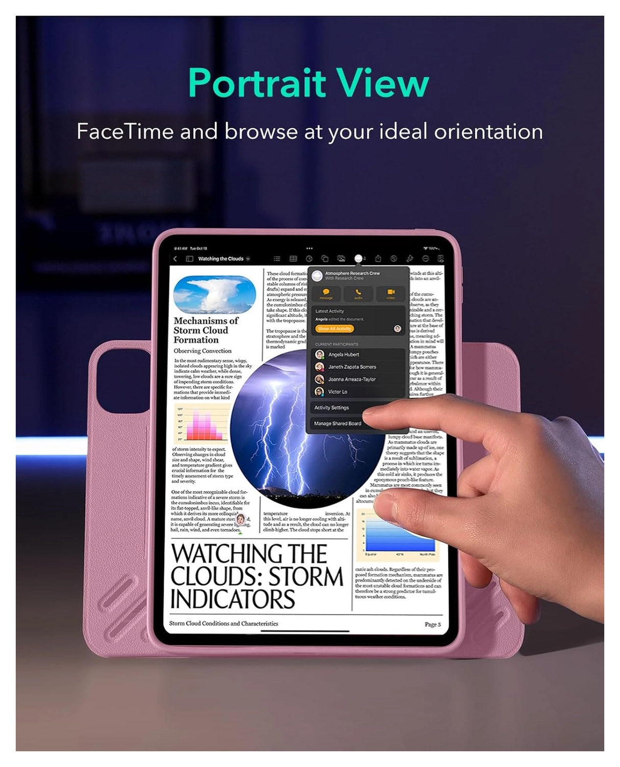 ESR Shift iPad Pro 13 (2024/2025) Hoes Book Case Sleep/Wake Roze afbeelding 6