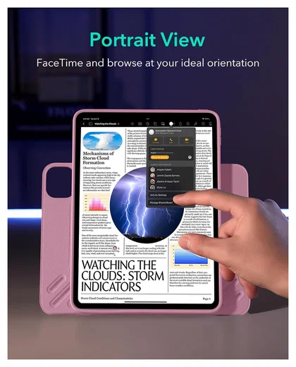 ESR Shift iPad Pro 13 (2024/2025) Hoes Book Case Sleep/Wake Roze afbeelding 6