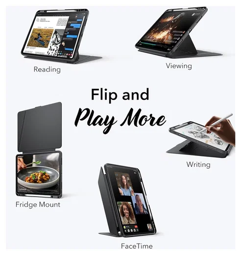 ESR Flip Magnetic iPad Pro 13 (2024/2025) Hoes Book Case met Standaard Zwart afbeelding 4